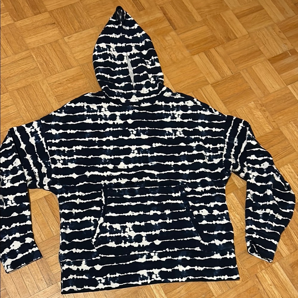 Athleta Navy and White Tie-Dye Hoodie